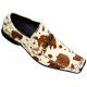 Fiesso Cream/Brown Spotted Pony Hair Leather Shoes With Bracelet On Front FI8135